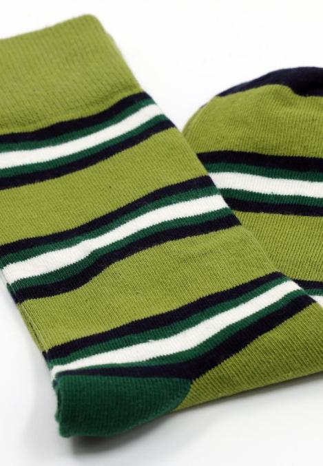 Șosete Bărbătești Organice Fără Cusătură , verzi cu dungi ,Engros